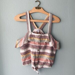 Madewell | Texture & Thread Striped Racerback Ruffle Tank Top Blouse